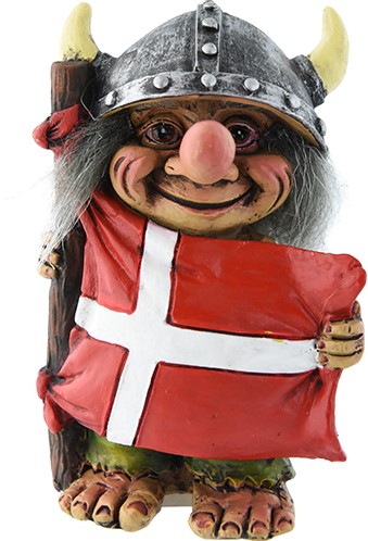 Viking Troll with Danish flag, 9 cm