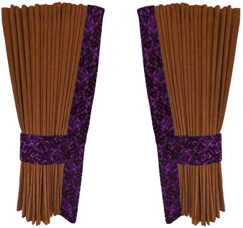 Camel brown 0047 side curtains with purple plush