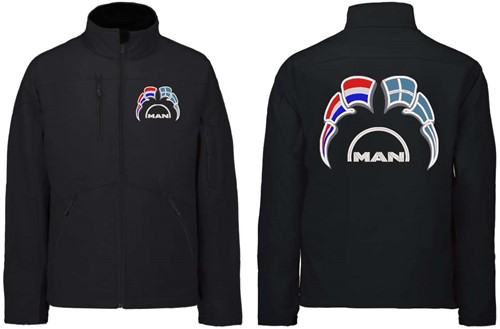 Softshell jas MAN Embleem met wimpels Nederland - Griekenland